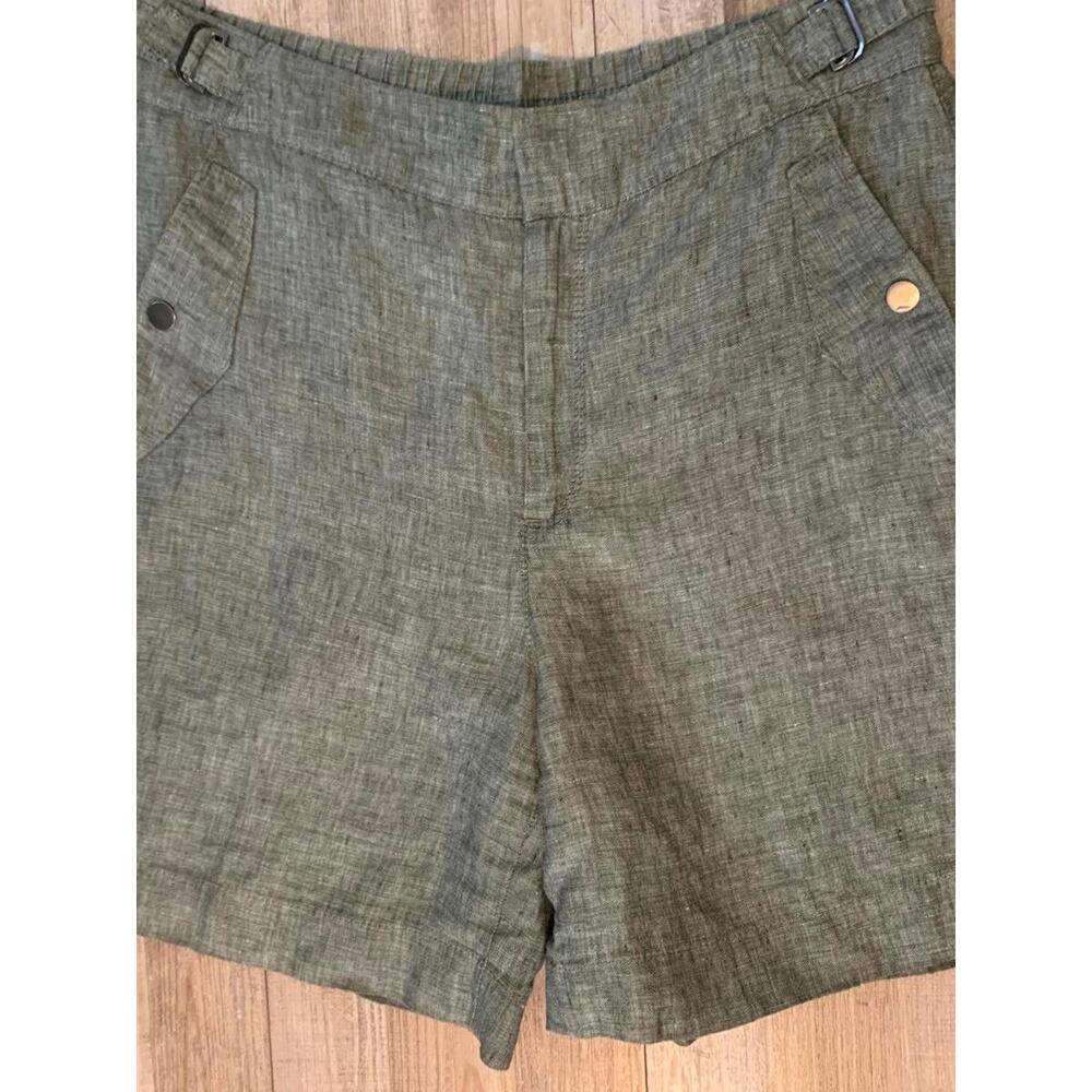 Athleta Cool Linen Leisurewear Green Heather Women's High RIse 7" Shorts Size 10 - Picture 2 of 5